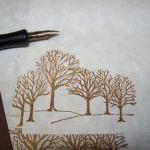 Winter Trees - Vintage - Parchment Paper - Letter..