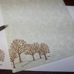 Winter Trees - Vintage - Parchment Paper - Letter..