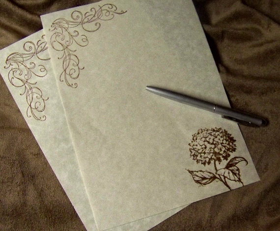 Hydrangea - Stationary Set - 30 Gorgeous Parchment Sheets - 30 Matching Envelopes