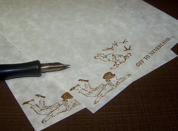 Off To Neverland - Lovely Parchment Paper - Stationery Set - 30 Sheets - 30 Self Sealing Envelopes